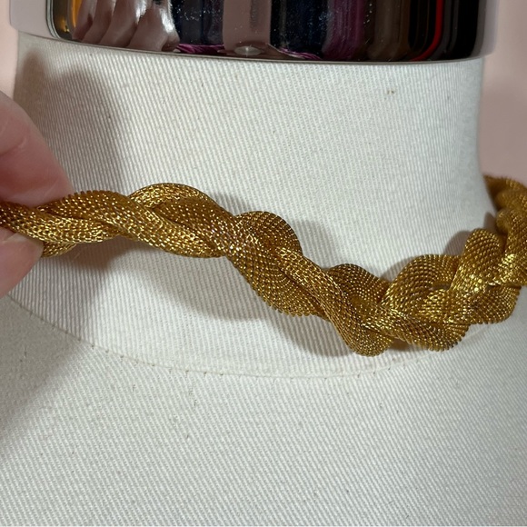 Vintage 80 90 Retro Thick Wide Mobwife Maximalism Gold Chocker Necklace - Picture 6 of 15